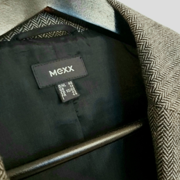 Mexx blazer womens 10 black white mix tweed single button lined wool blend - Picture 3 of 6